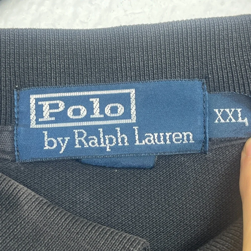 Polo Ralph Lauren Polo Shirt Mens‎ 2XL Black Cotton Pony Logo Side Slit Golf